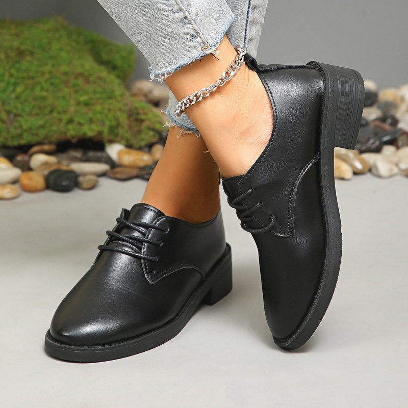 Jar/leto 2025 Nové japonsko-britské štýlové dámske mokasíny s okrúhlou špičkou a šnurovaním na hrubom podpätku, hrubá podrážka, šnurovacie kožené topánky