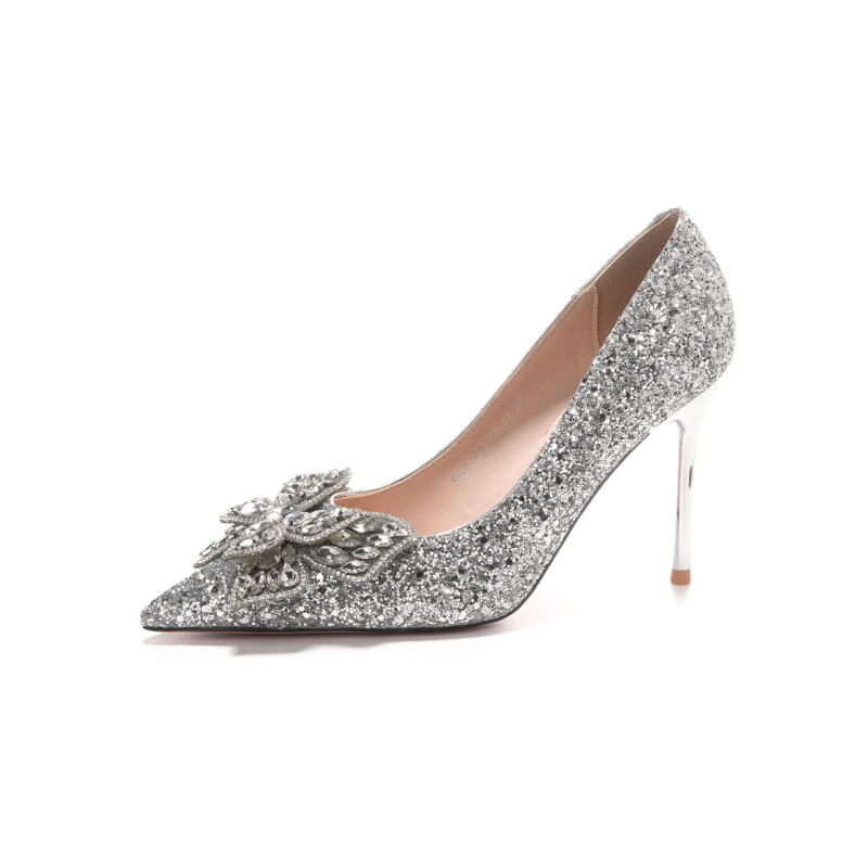 6681-23-097 svadobné topánky s mašľou a flitrami, banketové šaty, luxusný temperament