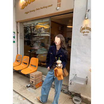 Αμερικανικό Στυλ Ρετρό Σχεδιασμός Αίσθησης Εξειδίκευσης Ρετρό Στυλάτο Αντιγηραντικό Μπουφάν Γυναικείο Φθινοπωρινό Νέο Casual Ολόσωμο Κοντό Κοστούμι Γυναικείο