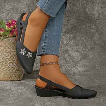 Μοντέρνα Casual Ρηχά Στόματα Επίπεδα Κάτω Μέτωπα Ευέλικτα Πλαστικά Σανδάλια Γυναικεία Εξωτερικά Ρούχα Καλοκαιρινή Σεζόν με Κεκλιμένο Τακούνι και Μυτερή Μύτη Jelly Cool Slip-On Παπούτσια