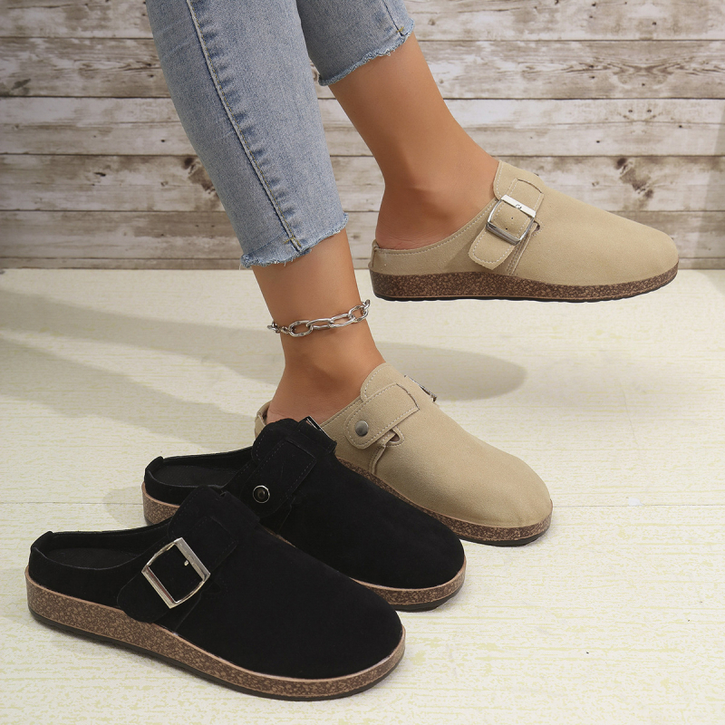 Cezhraničné plus size 2024 Jesenné a zimné nové Baotou nazúvacie polpapuče Zahraničný obchod Európske a americké okrúhle ležérne dámske papuče