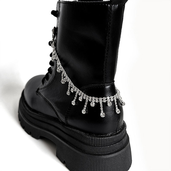 Vieglas, greznas, rhinestones ķēdītes audekla kurpes, Martin Boots apavu aksesuāri, dimanta iestrādātas Super Flash daudzpusīgas kurpes, ķēdītes personības ķēdītes rotaslietas, modes preces