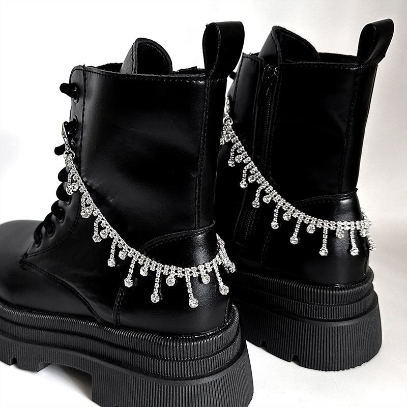 Vieglas, greznas, rhinestones ķēdītes audekla kurpes, Martin Boots apavu aksesuāri, dimanta iestrādātas Super Flash daudzpusīgas kurpes, ķēdītes personības ķēdītes rotaslietas, modes preces