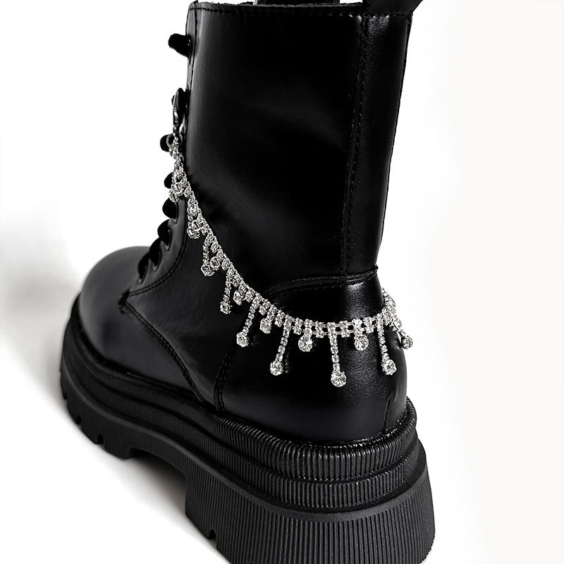 Vieglas, greznas, rhinestones ķēdītes audekla kurpes, Martin Boots apavu aksesuāri, dimanta iestrādātas Super Flash daudzpusīgas kurpes, ķēdītes personības ķēdītes rotaslietas, modes preces