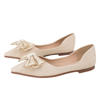 Γυναικεία φλατ παπούτσια με μυτερή μύτη 2024, νέο στυλ, με φιόγκο, μικρό μέγεθος 33-34, μεγάλο μέγεθος 41-43, με μαλακή σόλα και scoop που δεν κουράζουν τα πόδια σας.