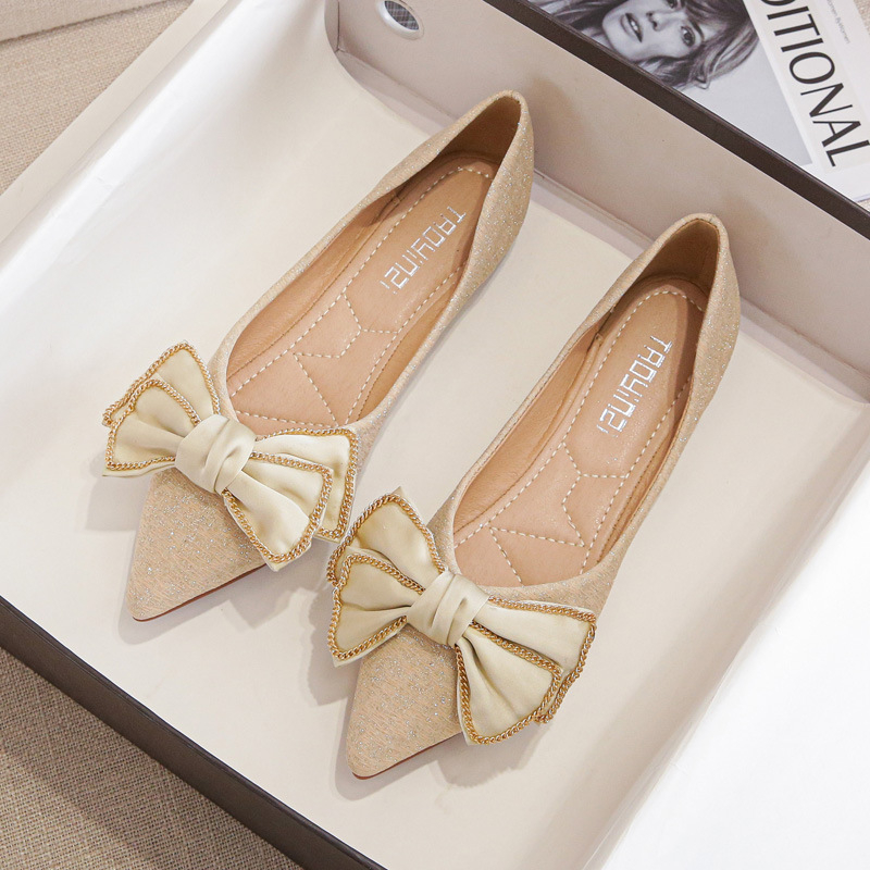 Dámske balerínky s špicatou špičkou, nový štýl z roku 2024, mašľa, malá veľkosť 33-34, veľká veľkosť 41-43, mäkká podrážka, šnurovanie, ktoré neunaví vaše nohy.