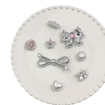 Koopakingade aksessuaarid Tüdrukute roosa lips Kolmemõõtmeline pandlaga kingapandla ülemine koopaking Dekoratiivne hõbedane armastus