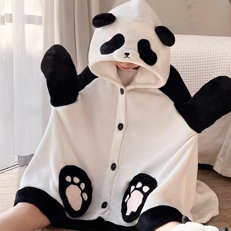 „National Treasure Panda“ naktinukai, oro kondicionieriaus antklodė, skara, koralų vilnos apsiaustas, tingus apsiaustas