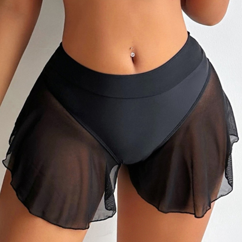 Naiste võrgust õmblusega lühikesed püksid, ühevärvilised, kõrge vöökohaga ujumispüksid. Seksikad naiste ujumispüksid DL854.