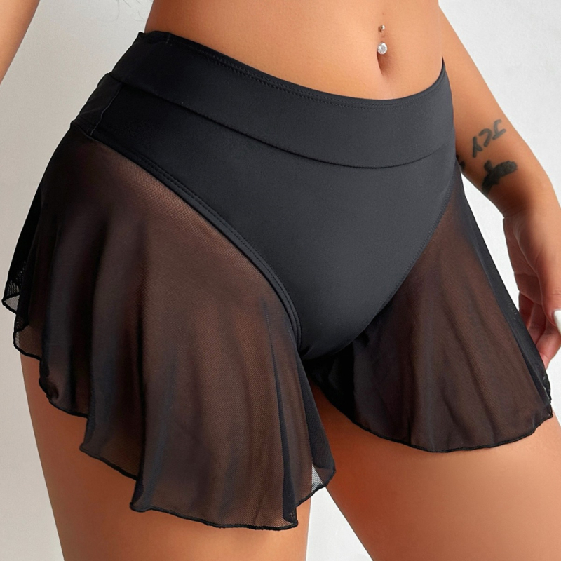 Naiste võrgust õmblusega lühikesed püksid, ühevärvilised, kõrge vöökohaga ujumispüksid. Seksikad naiste ujumispüksid DL854.