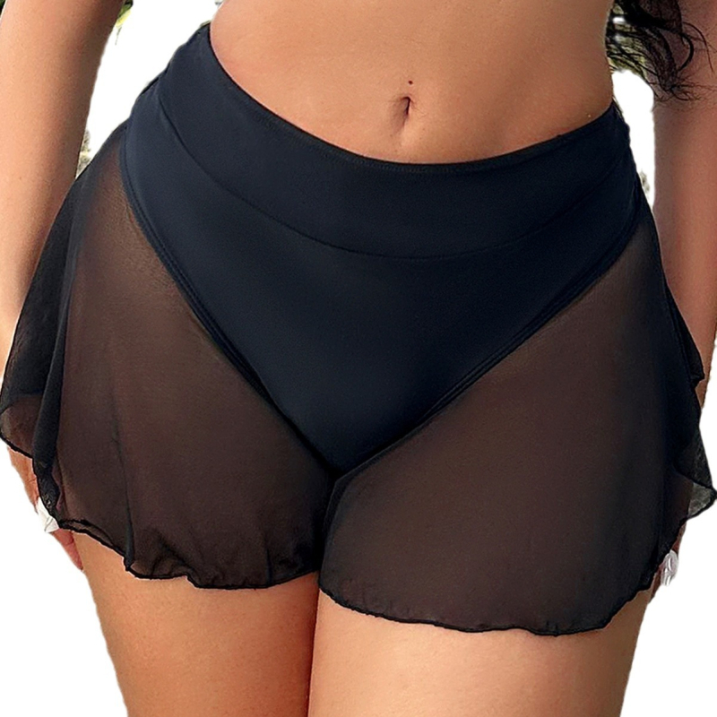 Naiste võrgust õmblusega lühikesed püksid, ühevärvilised, kõrge vöökohaga ujumispüksid. Seksikad naiste ujumispüksid DL854.