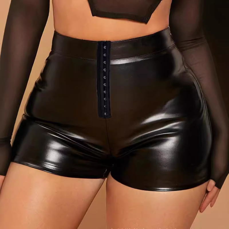 2024 Nové európske a americké letné dámske módne sexi štíhle kožené nohavice, teplé nohavice s vysokým pásom, úzke PU trojité nohavice