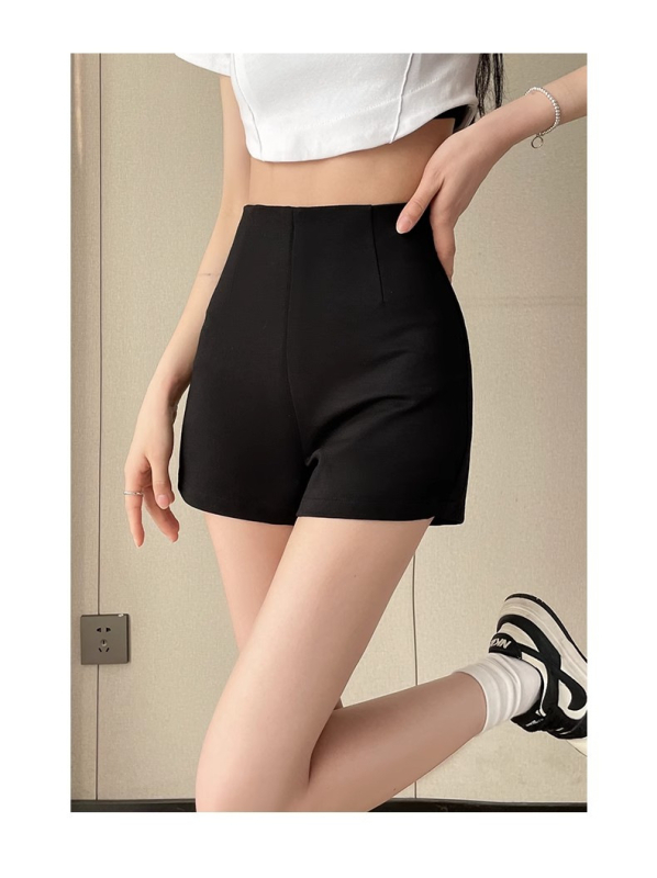 Čierne šortky pre ženy, vhodné na jar, jeseň a leto, nové nohavice s vysokým pásom a priliehavým strihom z roku 2025, chýbajúci spodný lem, šortky s čižmami