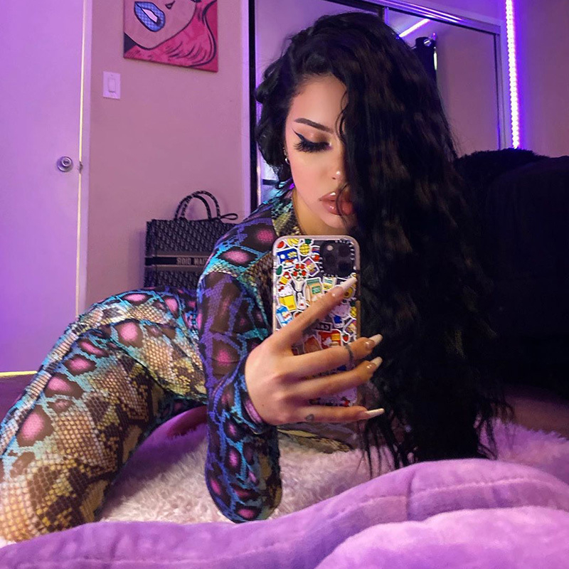 2020 m. „Aliexpress ebay“ seksualus serpentino rašto ilgomis rankovėmis aptemptas bodis