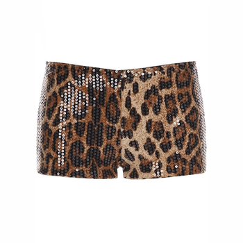 Generacija prekograničnih eksplozija Američka vruća djevojka s leopard printom, šljokicama, ženske kratke hlače niskog struka, seksi disko, uske igre