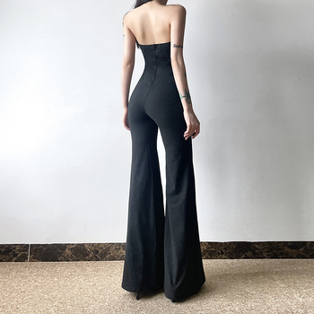 Zimný nový model 2024 s golierom pre dospelých, úzkym pásom, rozšírenými nohavicami s odhalenými ramenami a overalom do bedier.