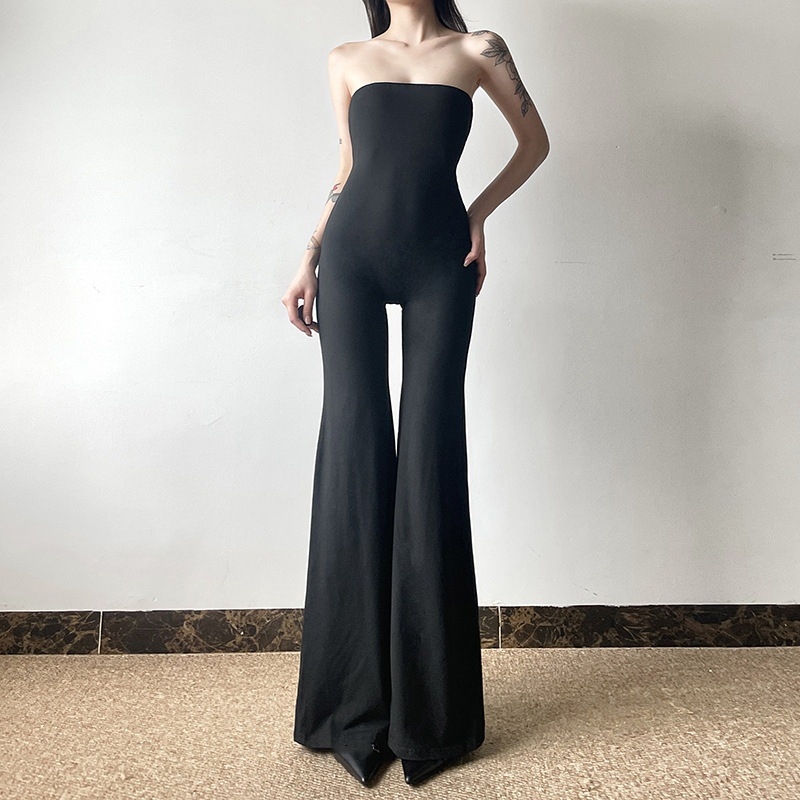 Zimný nový model 2024 s golierom pre dospelých, úzkym pásom, rozšírenými nohavicami s odhalenými ramenami a overalom do bedier.