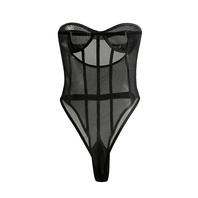 Prekogranično Prekogranično Proljeće i ljeto Novo vanjskotrgovinsko mrežasto donje rublje s ljepljivom kosti Europa i Amerika Seksi perspektiva Bez naramenica Tvrtka za oblikovanje tijela s otvorenom datotekom