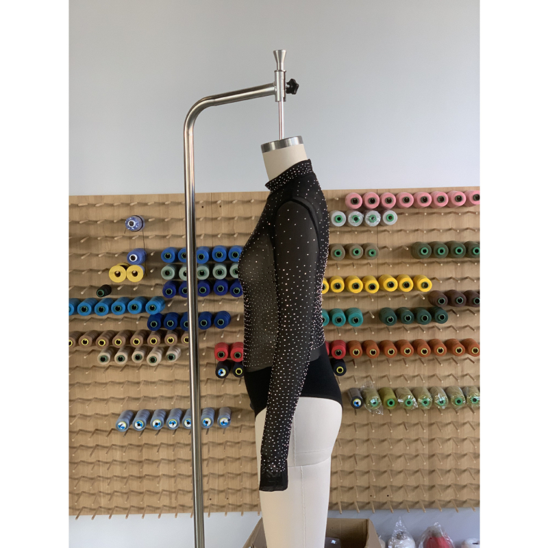 „Amazon“ karštai parduodamas nepriklausomas tarpvalstybinis juodo tinklelio „Burnout Crystal“ aukštakaklis ilgomis rankovėmis plonas bodis