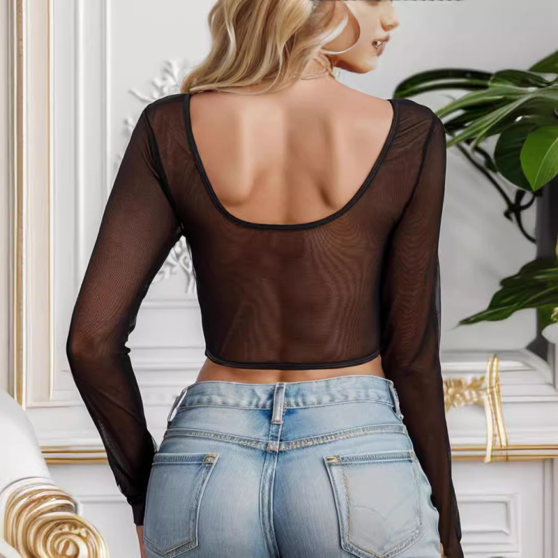 Europski i američki prekogranični vrući djevojački korzet s ribljom kosti, čipkasta mreža, kvadratni ovratnik, dugi rukav, majica bez rukava, unutarnja ženska odjeća