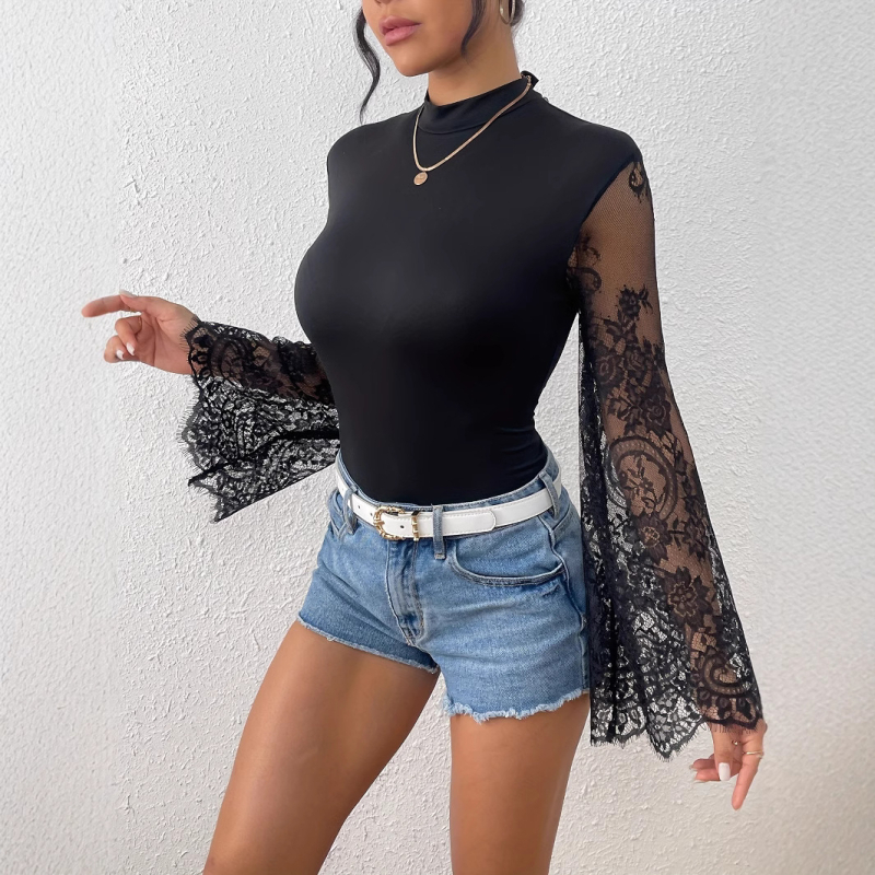 Dámsky letný sexy overal s dlhým rukávom a štíhlou čipkou, európsky a americký, na jar a jeseň, na outdoorové nosenie