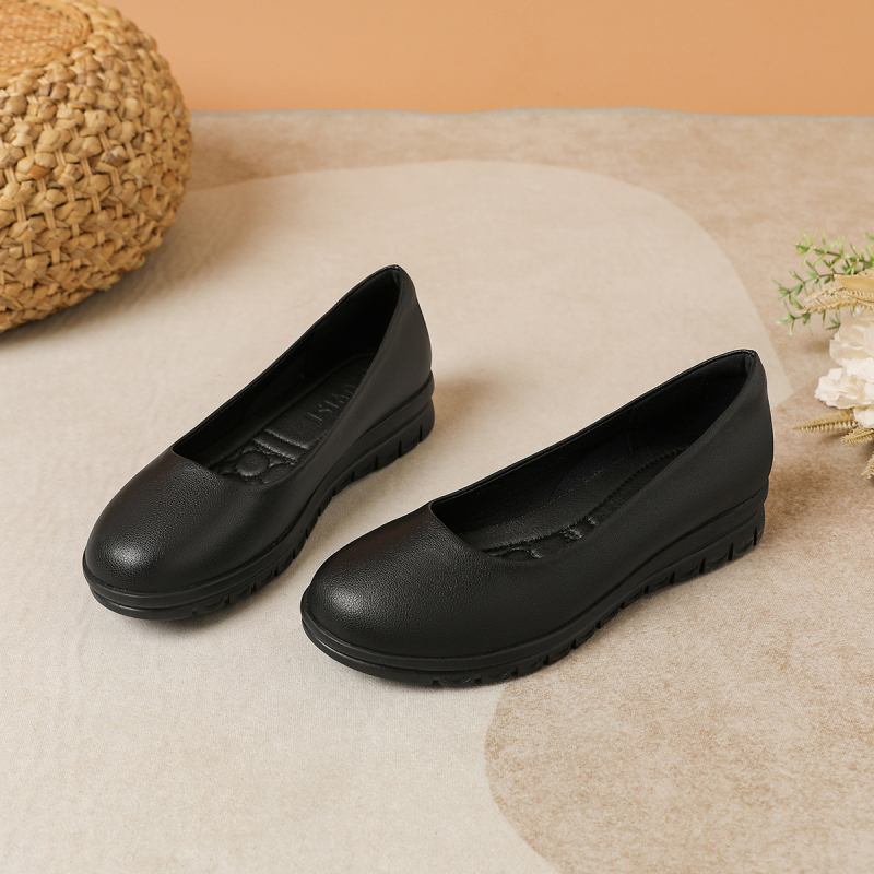 Libisemisvastased stjuardessi tööjalatsid mustad naiste lameda põhjaga ümara peaga pikad jalad mitte väsinud jalad pehme põhjaga mugavad tööjalatsid professionaalsed pendeldajad