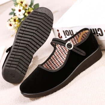 Nadograđene stare pekinške platnene cipele, ženske crne cipele s ravnom petom, hotelske cipele za ples, kineski restoran s kopčom za konobara