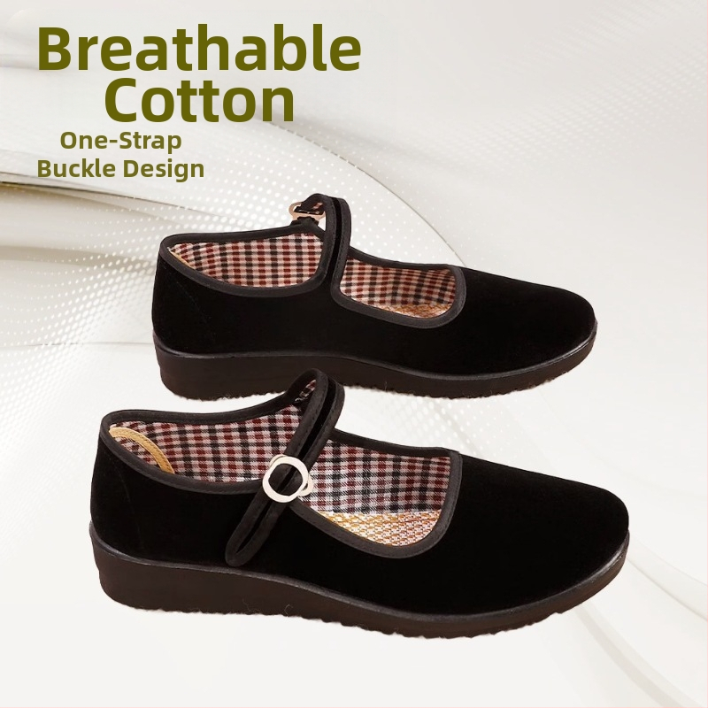 Nadograđene stare pekinške platnene cipele, ženske crne cipele s ravnom petom, hotelske cipele za ples, kineski restoran s kopčom za konobara