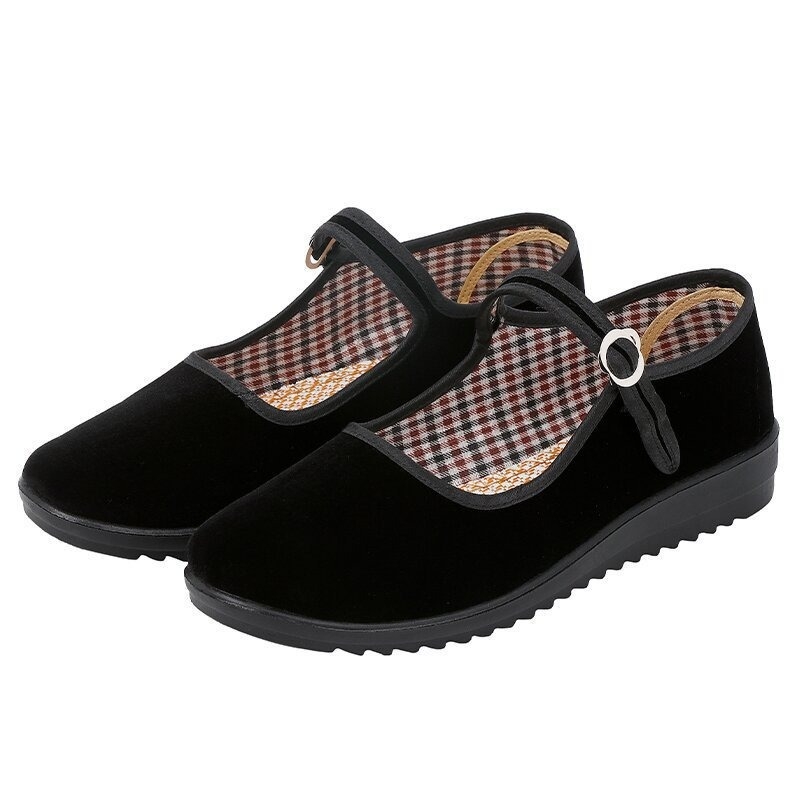 Nadograđene stare pekinške platnene cipele, ženske crne cipele s ravnom petom, hotelske cipele za ples, kineski restoran s kopčom za konobara