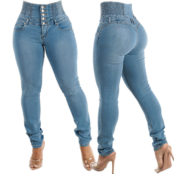 Jar a leto 2025 Amazon Európske a americké cezhraničné nové džínsové dámske nohavice s vysokým pásom, ležérne džínsy s nohavicami