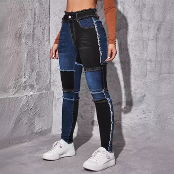 Slim Fit Amazon European and American Color Matching Factory Direct Jeans New Pond Cross-border Jeans Women 2024 Dámske oblečenie