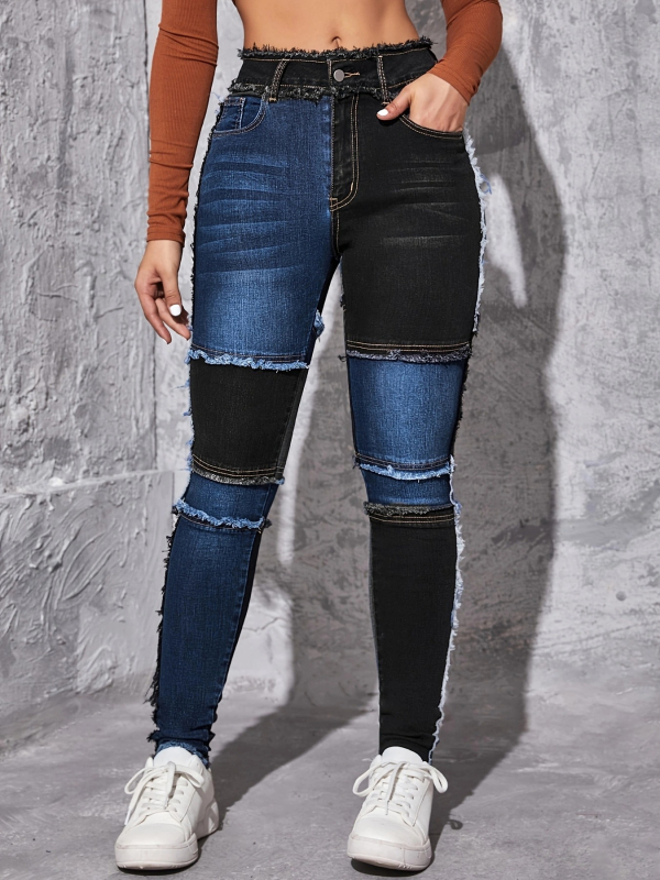 Slim Fit Amazon European and American Color Matching Factory Direct Jeans New Pond Cross-border Jeans Women 2024 Dámske oblečenie