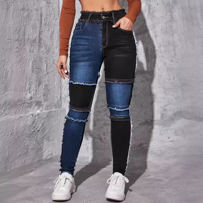 Slim Fit Amazon European and American Color Matching Factory Direct Jeans New Pond Cross-border Jeans Women 2024 Dámske oblečenie