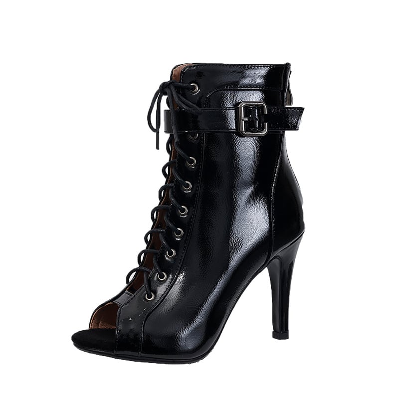 Europske i američke sandale s vezicama i otvorenim prstima, ženske ljetne gležnjače s visokom potpeticom, šuplje čizme za jazz ples, sandale s visokom potpeticom, plus size