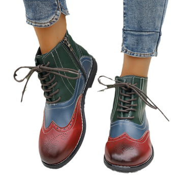 2024 Visoke čizme sa bočnim patentnim zatvaračem, kožne čizme u boji, moderne ravne cipele sa špicastim vrhom i vezicama