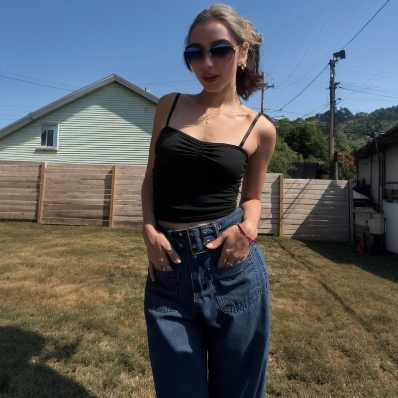 2025 Európska a americká cezhraničná móda Malé tielko Jar a leto Nové dámske krátke bez rukávov Slim Top od Amazonu