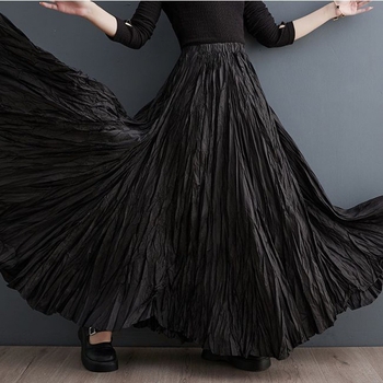 Vysokokvalitná skladaná sukňa na jar a jeseň, nová dámska elastická pásová voľná zoštíhľujúca ležérna sukňa