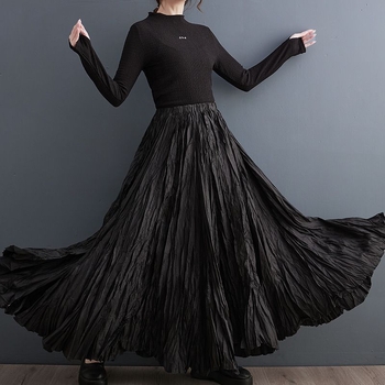 Υψηλής ποιότητας πλισέ φούστα άνοιξη και φθινόπωρο, νέα γυναικεία ελαστική μέση, χαλαρή αδυνατιστική casual φούστα