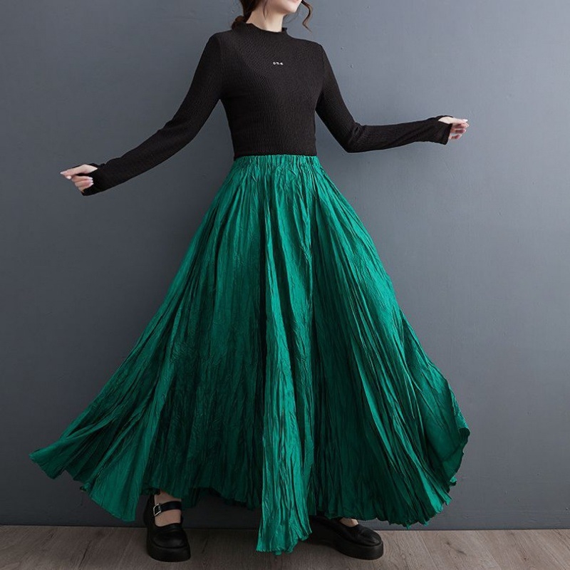 Vysokokvalitná skladaná sukňa na jar a jeseň, nová dámska elastická pásová voľná zoštíhľujúca ležérna sukňa