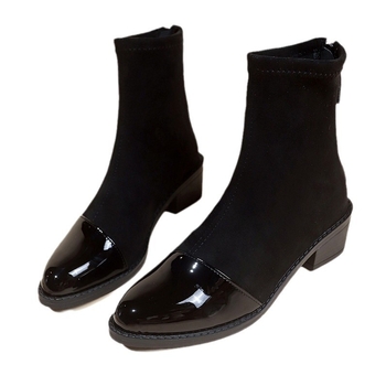 Dámske krátke čižmy na jeseň a zimu 2024, nové európske a americké čižmy so zaoblenou hlavou, pohodlné, hrubé podpätky, zips