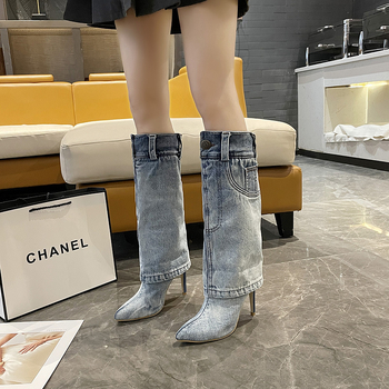 Dámske topánky na vysokom podpätku so špicatou špičkou, európske a americké, v západnom štýle, s vysokými podpätkami, personalizované, v modernom štýle, členkové topánky