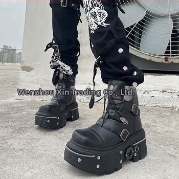 Cizme scurte Y2K cu fund gros 2024, cizme Martin transfrontaliere pentru comerț exterior european și american, stil gotic, cizme punk de locomotivă pentru femei