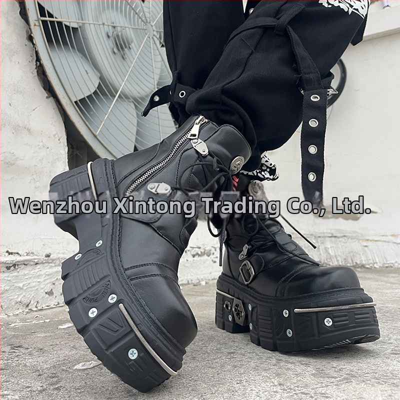 Hrubé spodné krátke čižmy Y2K z roku 2024, nové európske a americké zahraničné obchodné cezhraničné topánky Martin, gotické punkové čižmy v lokomotívnom štýle pre ženy