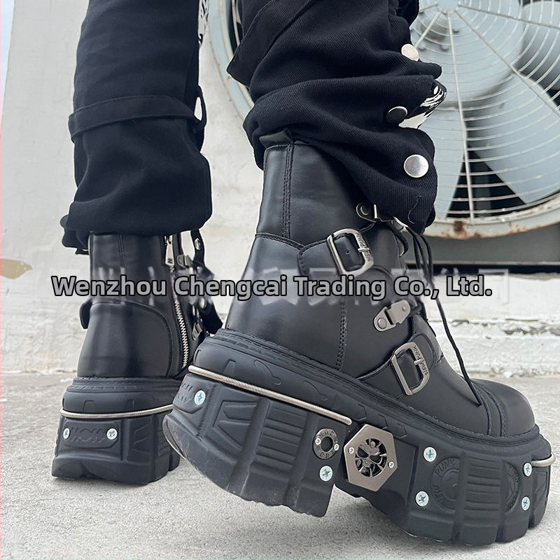 Hrubé spodné krátke čižmy Y2K z roku 2024, nové európske a americké zahraničné obchodné cezhraničné topánky Martin, gotické punkové čižmy v lokomotívnom štýle pre ženy