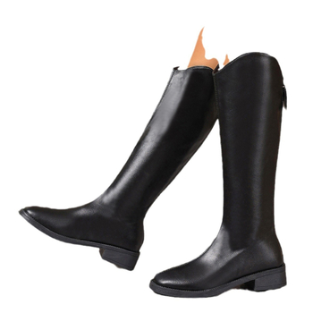 Μακριές μπότες με φερμουάρ στο πίσω μέρος 2024 Φθινόπωρο και Χειμώνας Νέες μπότες με χοντρό τακούνι, βρετανικού στιλ, λεπτές μπότες, γυναικείες μπότες εξωτερικού εμπορίου, μπότες ιππότη