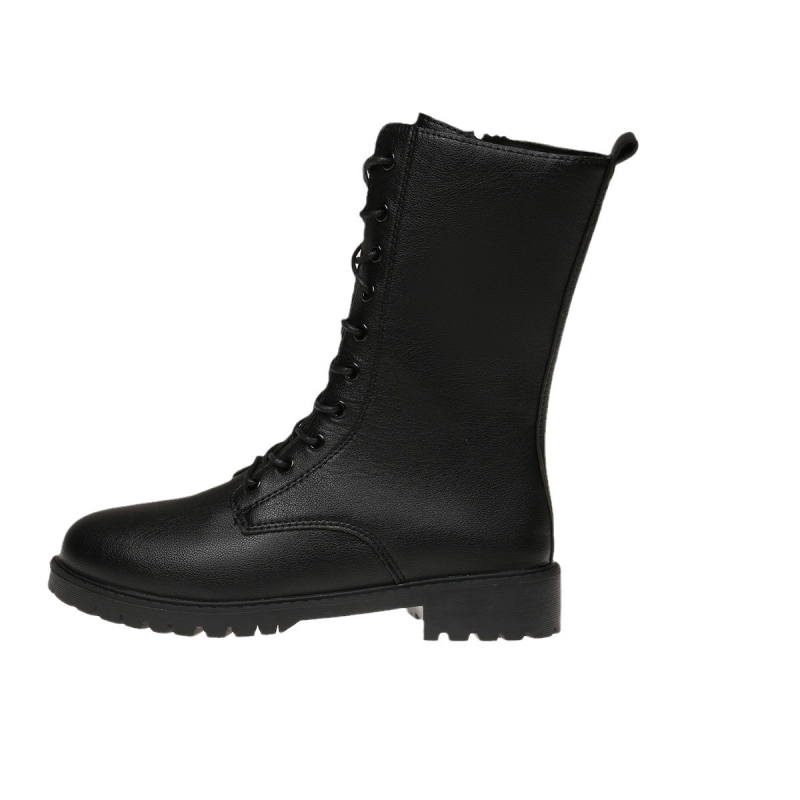 Nové jesenné a zimné čižmy s nízkym podpätkom a hrubým podpätkom pre ženy, britský štýl, okrúhla špička, bočný zips, hrubá podrážka, motocyklové čižmy veľkej veľkosti z roku 2025