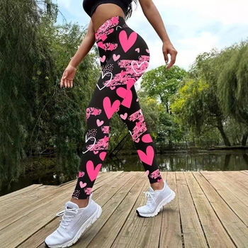 Piiriülesed uued õhukesed naiste püksid kõrge vöökohaga trükitud retuusid suured venivad valentinipäeva seeria trükitud jooga- ja treeningpüksid
