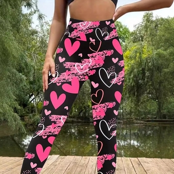 Piiriülesed uued õhukesed naiste püksid kõrge vöökohaga trükitud retuusid suured venivad valentinipäeva seeria trükitud jooga- ja treeningpüksid