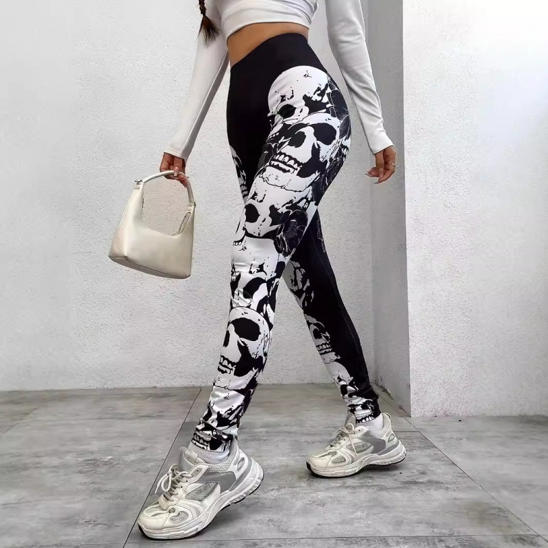 Dámske bežecké športové nohavice s úzkym strihom, európske a americké módne nohavice na jogu, digitálne 3D tlačené, broskyňové, fitness nohavice