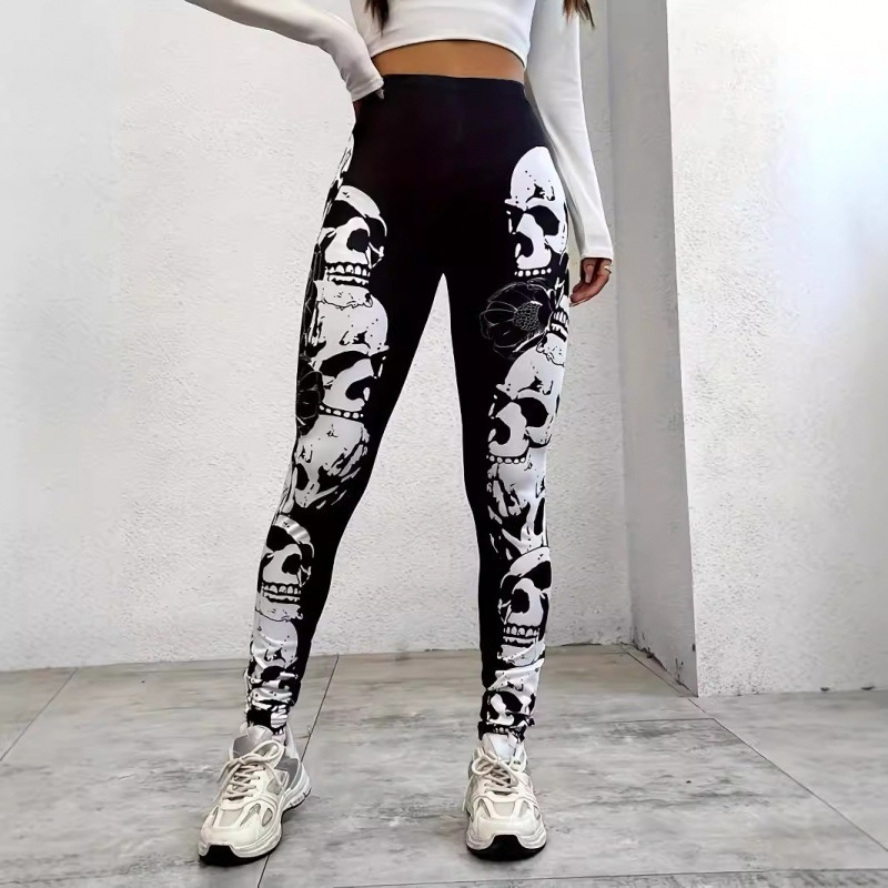 Dámske bežecké športové nohavice s úzkym strihom, európske a americké módne nohavice na jogu, digitálne 3D tlačené, broskyňové, fitness nohavice